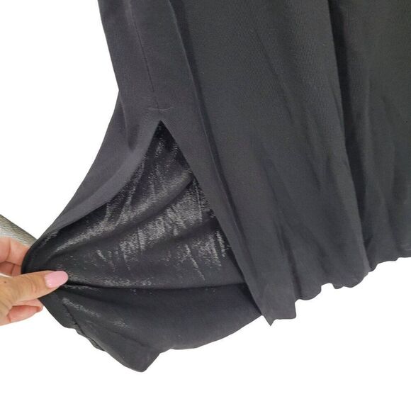 Vintage 80s Misook Black Knit Maxi Dress Rhinestone Buttons XL Modest Lagenlook - Picture 2 of 13